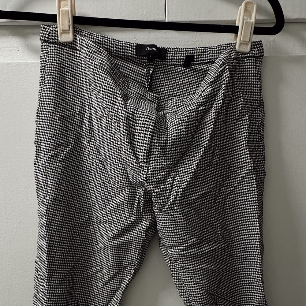 Theory Black and White Houndstooth Pants